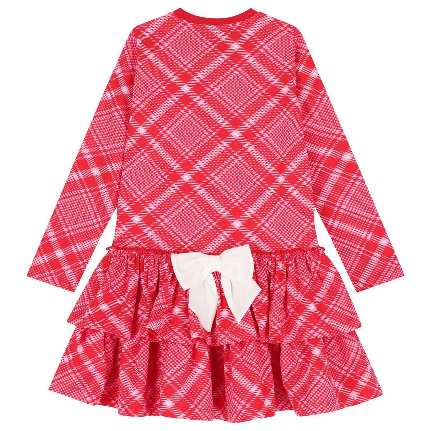 Girls Red & Pink Bow Dress, 1, hi-res