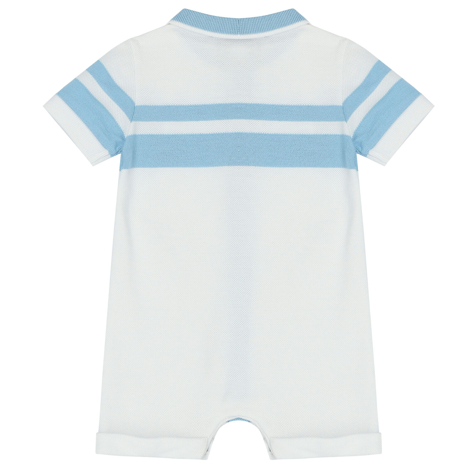 Baby Boys White & Blue Polo Romper, 1, hi-res image number null