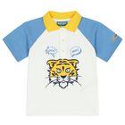 Younger Boys Ivory Tiger Logo Polo Shirt, 1, hi-res