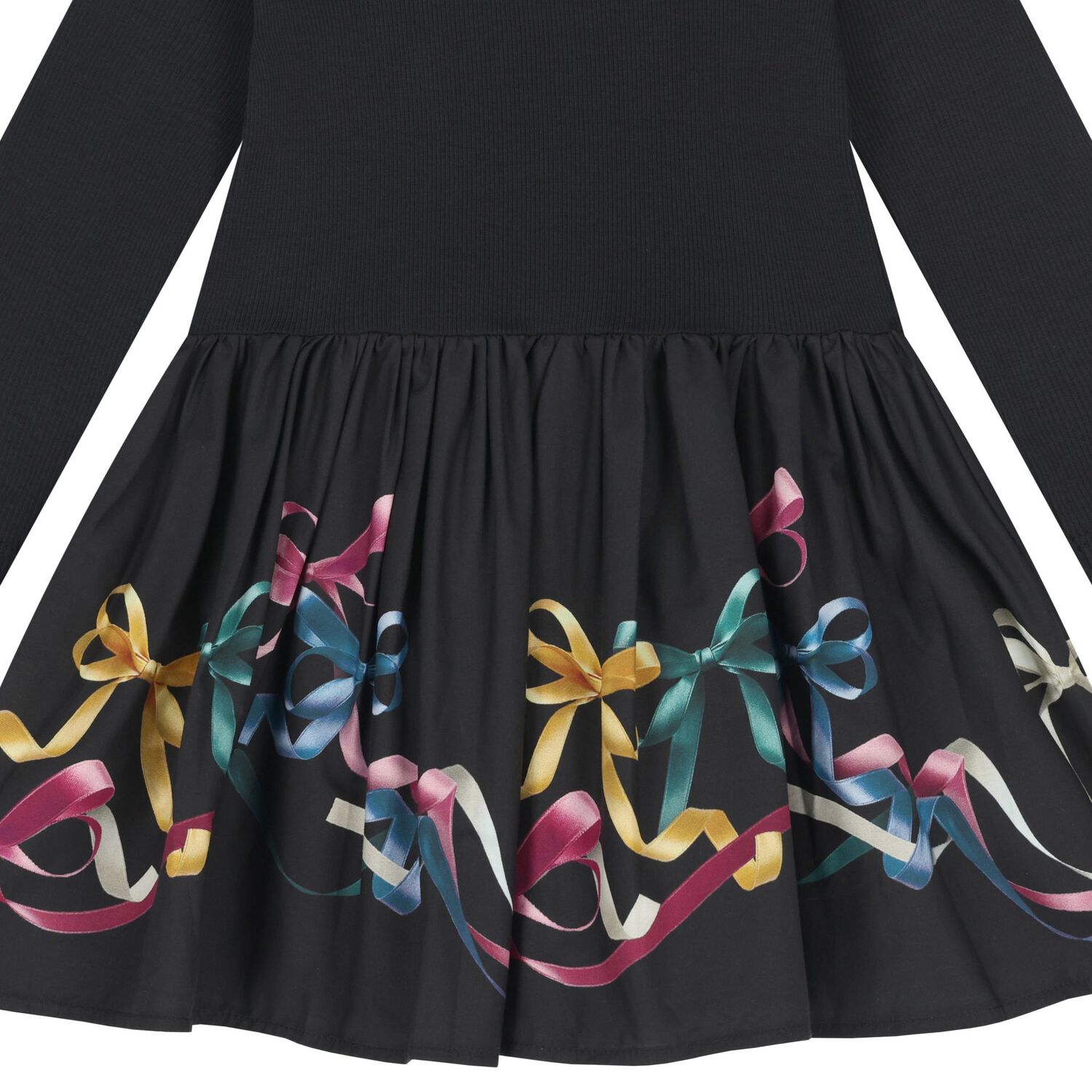 فستان أطفال مع فيونكة باللون الأسود للبنات, 3, hi-res