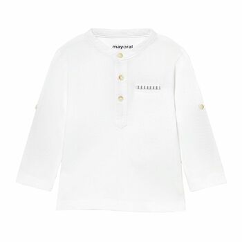 Younger Boys White Long Sleeve Top