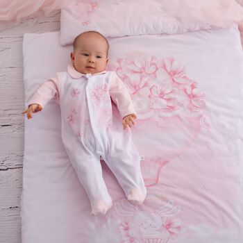 Baby Girls Pink & White Hot Air Balloon Babygrow