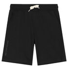 Boys Black Slogan Shorts, 2, hi-res