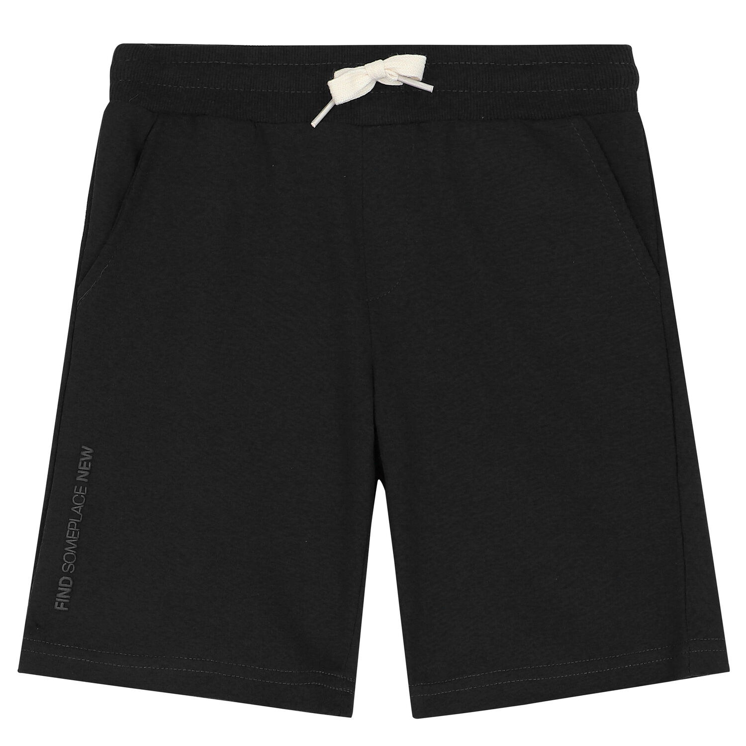 Boys Black Slogan Shorts, 2, hi-res
