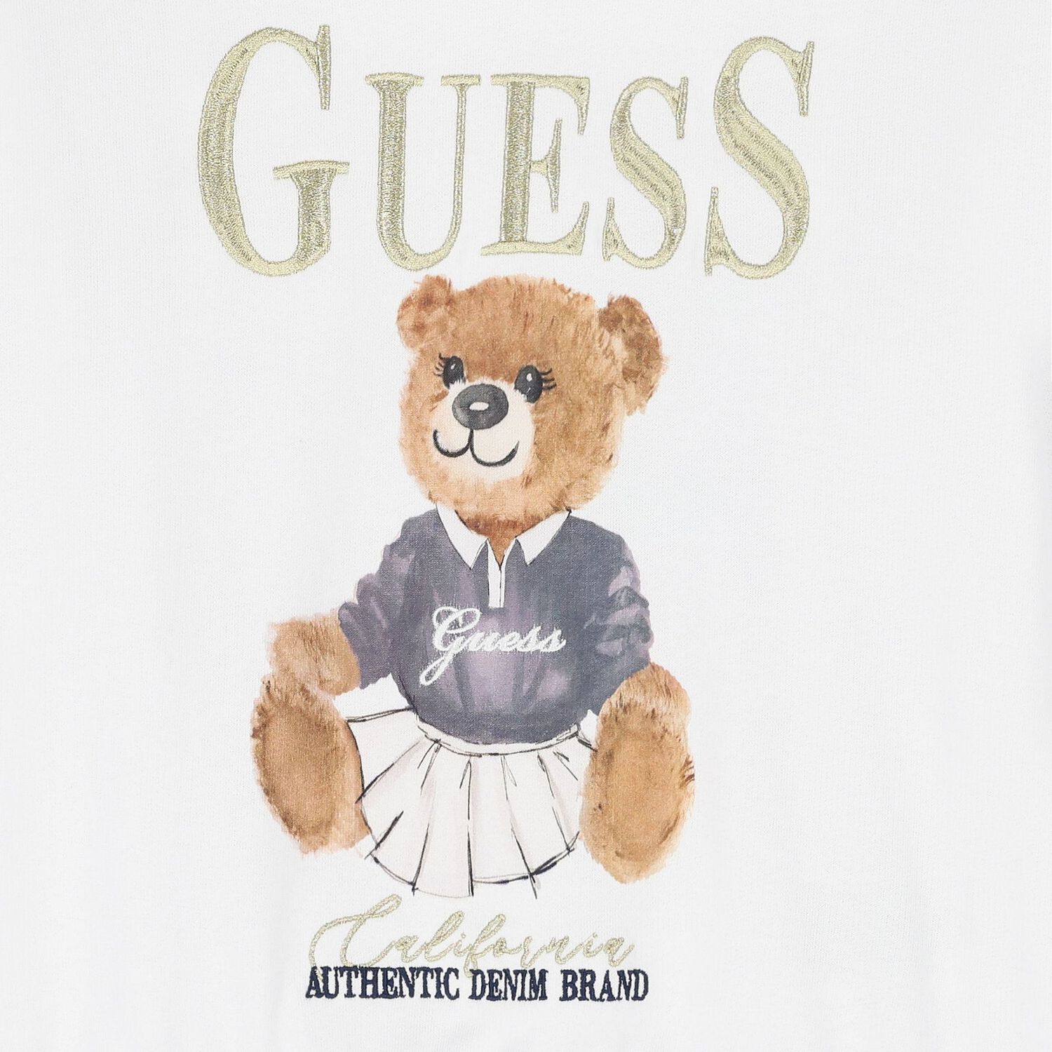 هودي توب بالشعار دب تيدي باللون الأبيض للبنات, 1, hi-res