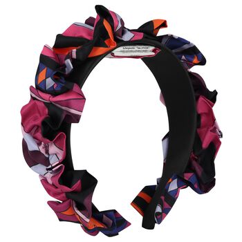 Girls Pink, Lilac & Black Orchidee Ruffled Headband