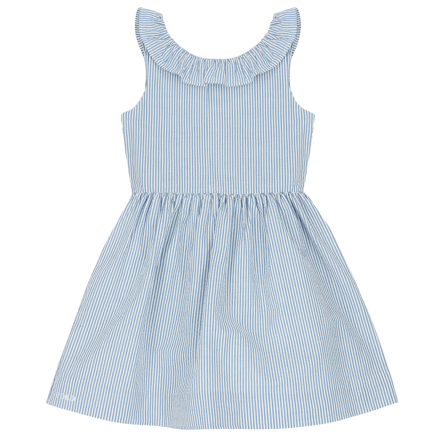 Girls Blue & White Striped Dress, 1, hi-res