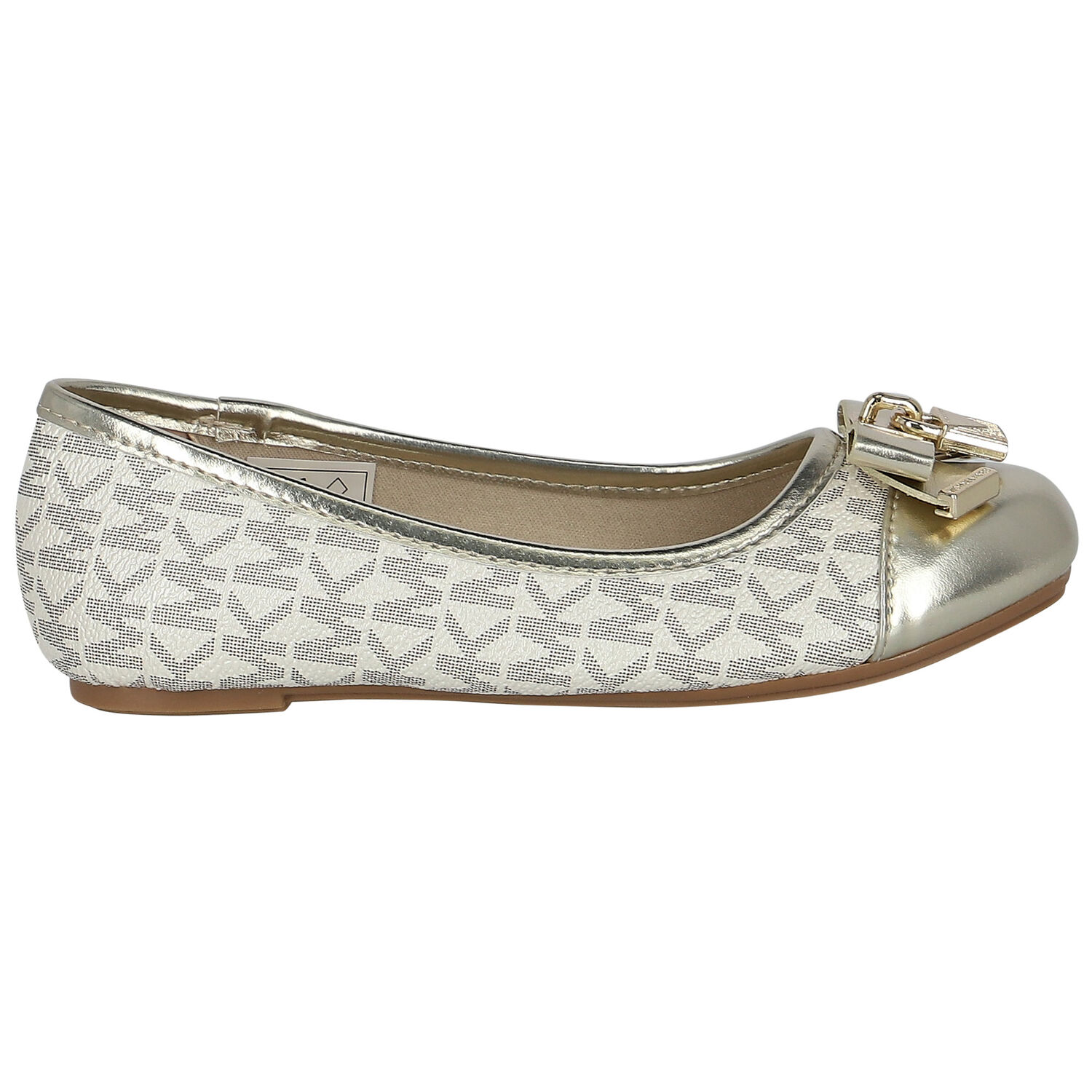 حذاء بنات باليرينا بالشعار باللون الذهبى, 1, hi-res image number null