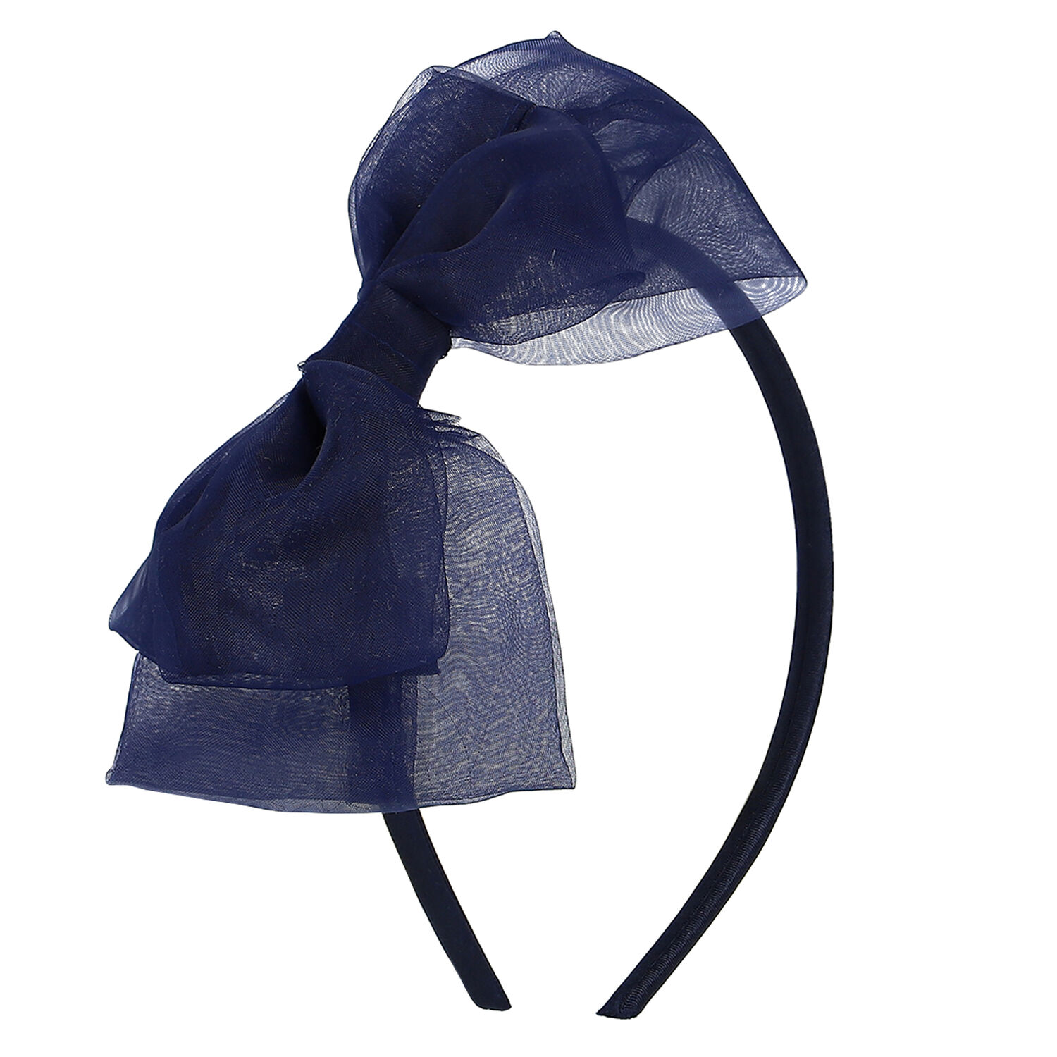 Girls Navy Bow Headband, 1, hi-res