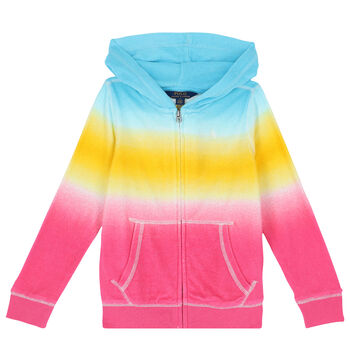 Girls Multi-Colored Logo Ombre Zip Up Top