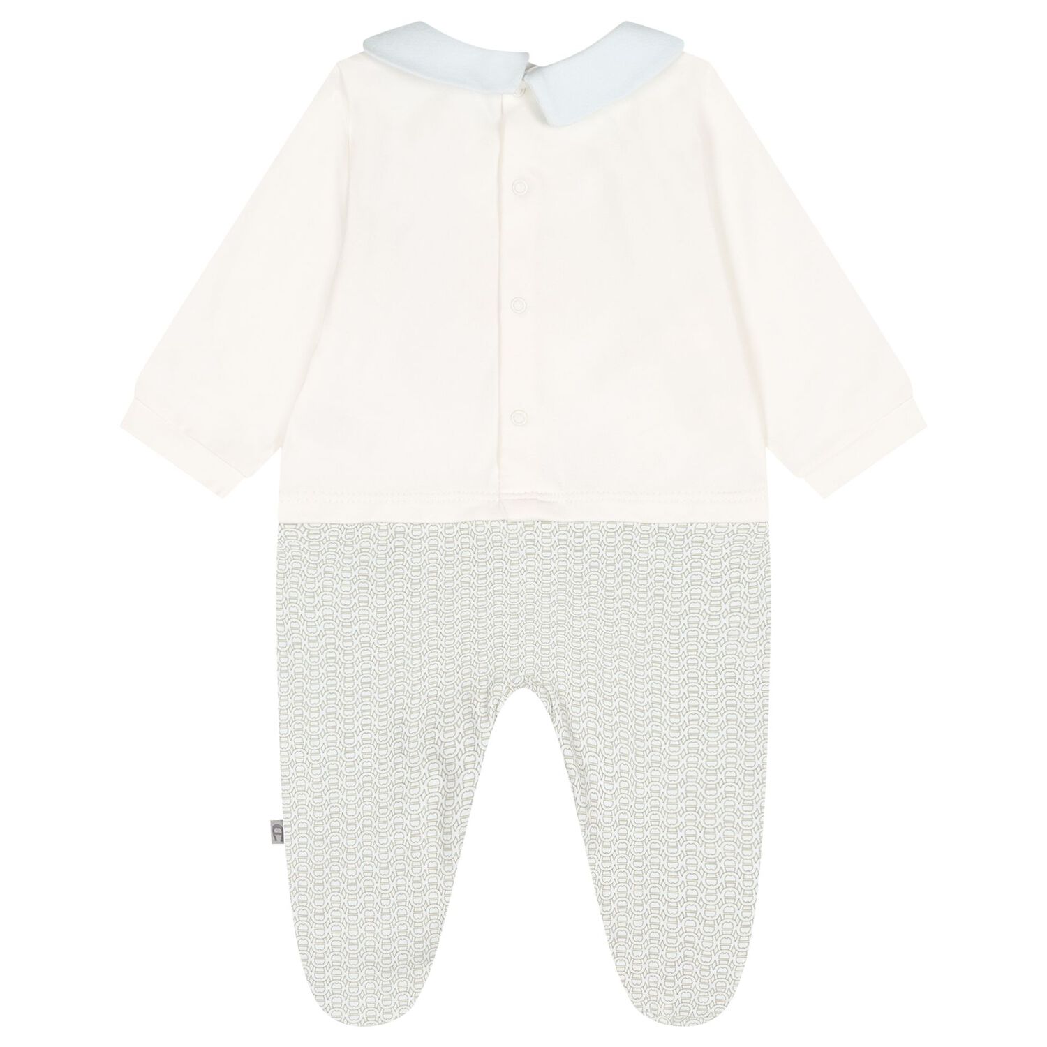 Baby Boys Ivory, Blue & Gold Logo Babygrow, 1, hi-res
