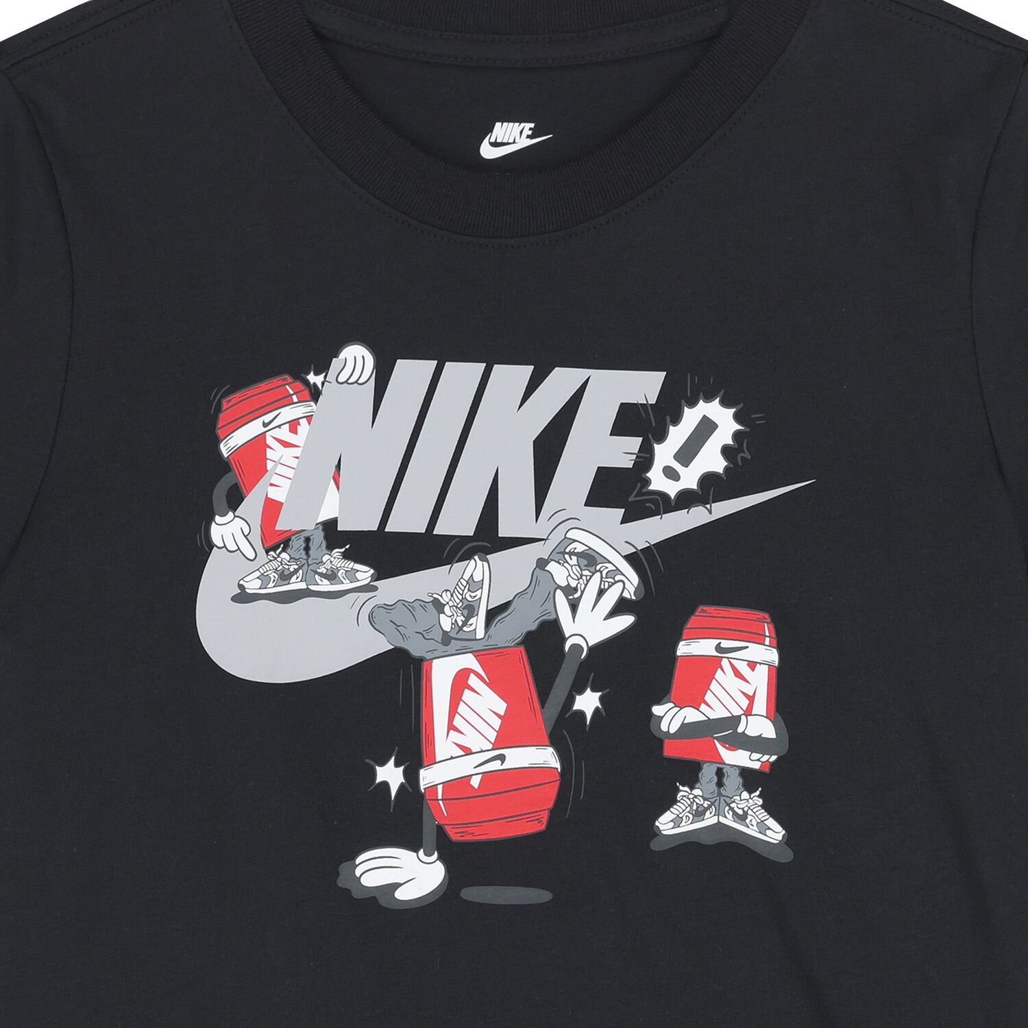 تي شيرت أسود بشعار للأولاد, 1, hi-res