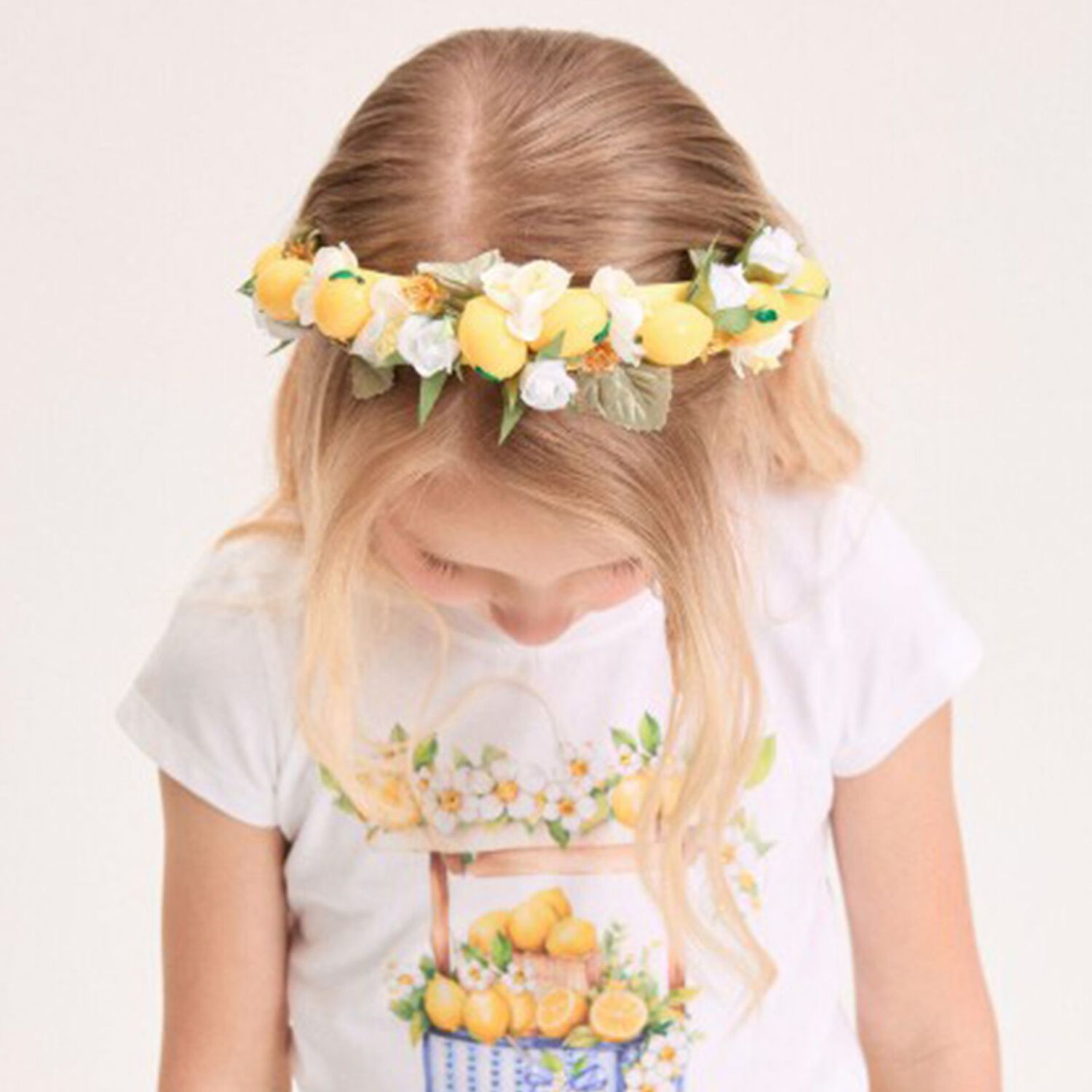 Girls Yellow Floral & Lemon Headband, 1, hi-res