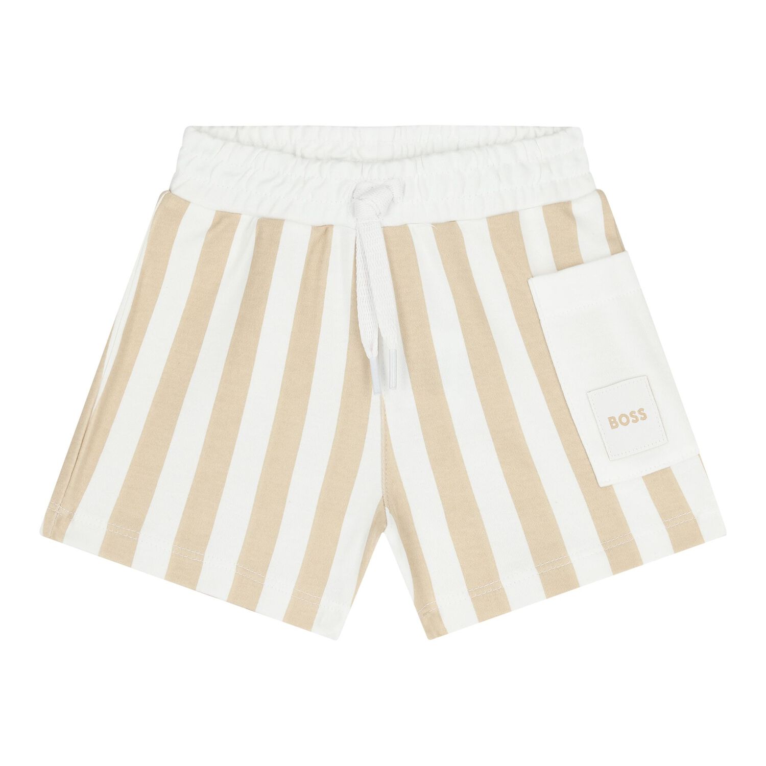 Baby Boys White & Beige Logo Shorts Set, 1, hi-res