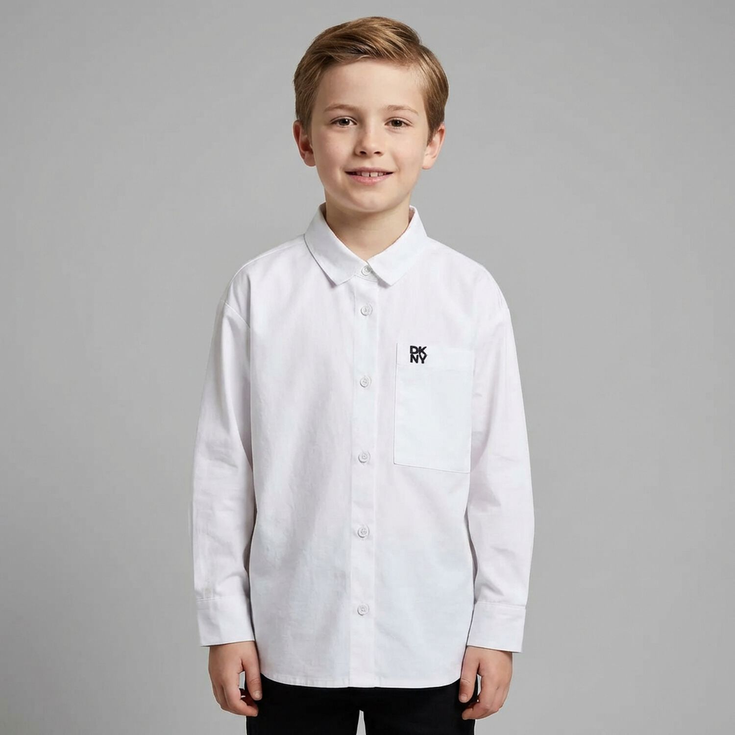 White Embroidered Logo Shirt, 1, hi-res