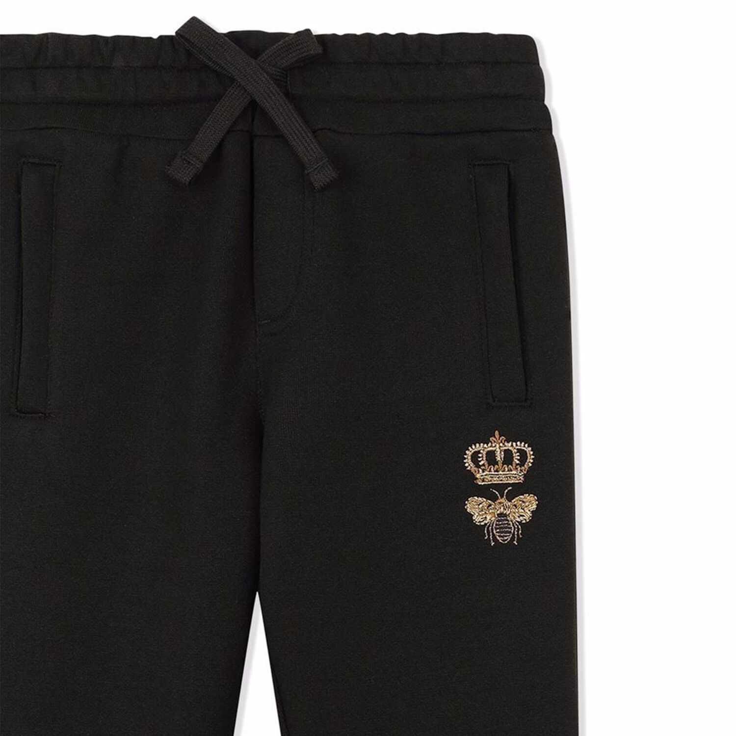 Boys Black Bee & Crown Joggers, 1, hi-res
