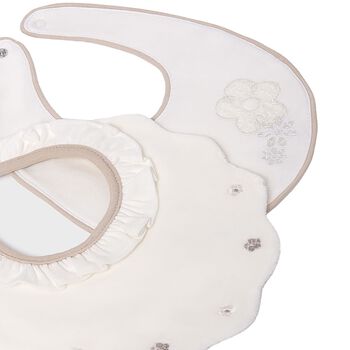 Baby Girls Ivory & Beige Bibs ( 2-Pack ) 
