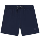 Younger Boys Navy Logo Shorts, 1, hi-res