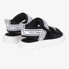 Black & White Younger Logo Velcro Sandals, 1, hi-res