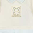 Baby Boys Ivory & Blue Logo Babygrow, 2, hi-res