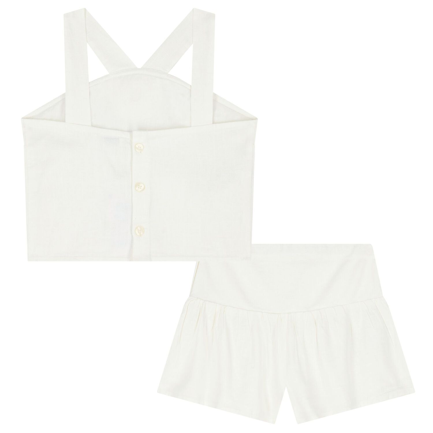 Girls White Flower Shorts Set, 2, hi-res