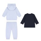 Baby Boys Blue & Navy Blue Logo Tracksuit Gift Set, 1, hi-res