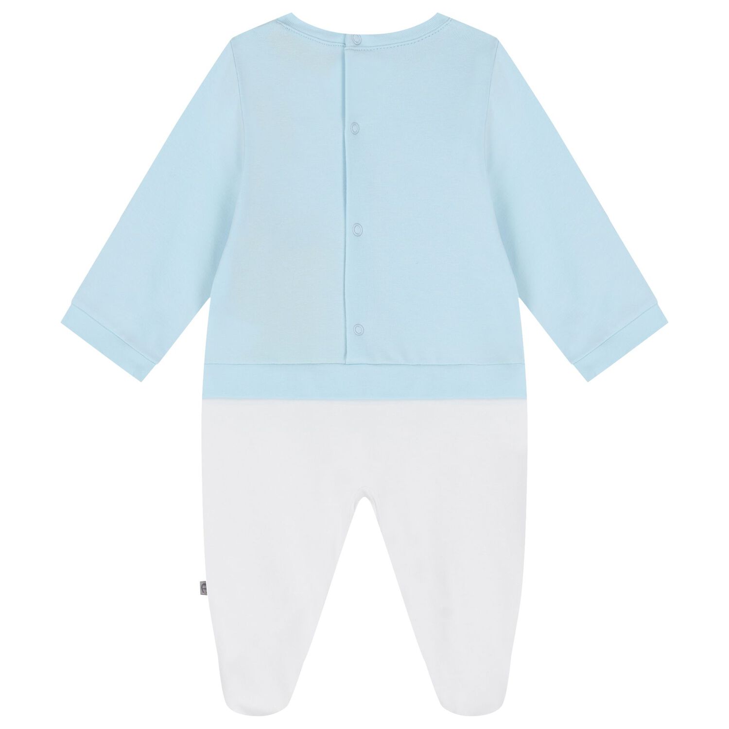 طقم هدايا ملابس أطفال باللونين الأزرق والأبيض وقبعة ومريلة, 1, hi-res