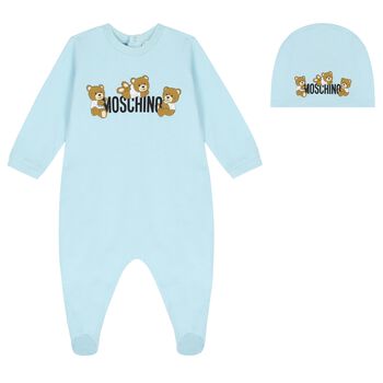 Blue Teddy Bear Logo Babygrow Gift Set