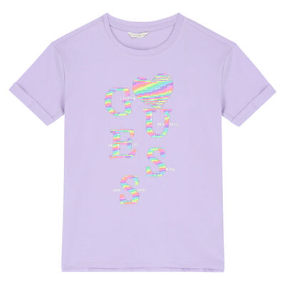 Girls Lilac Embellished Logo T-Shirt