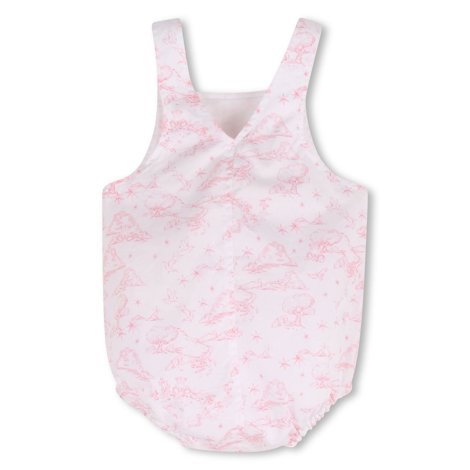 Baby Girls White & Pink Toile de Jouy Romper Set, 1, hi-res