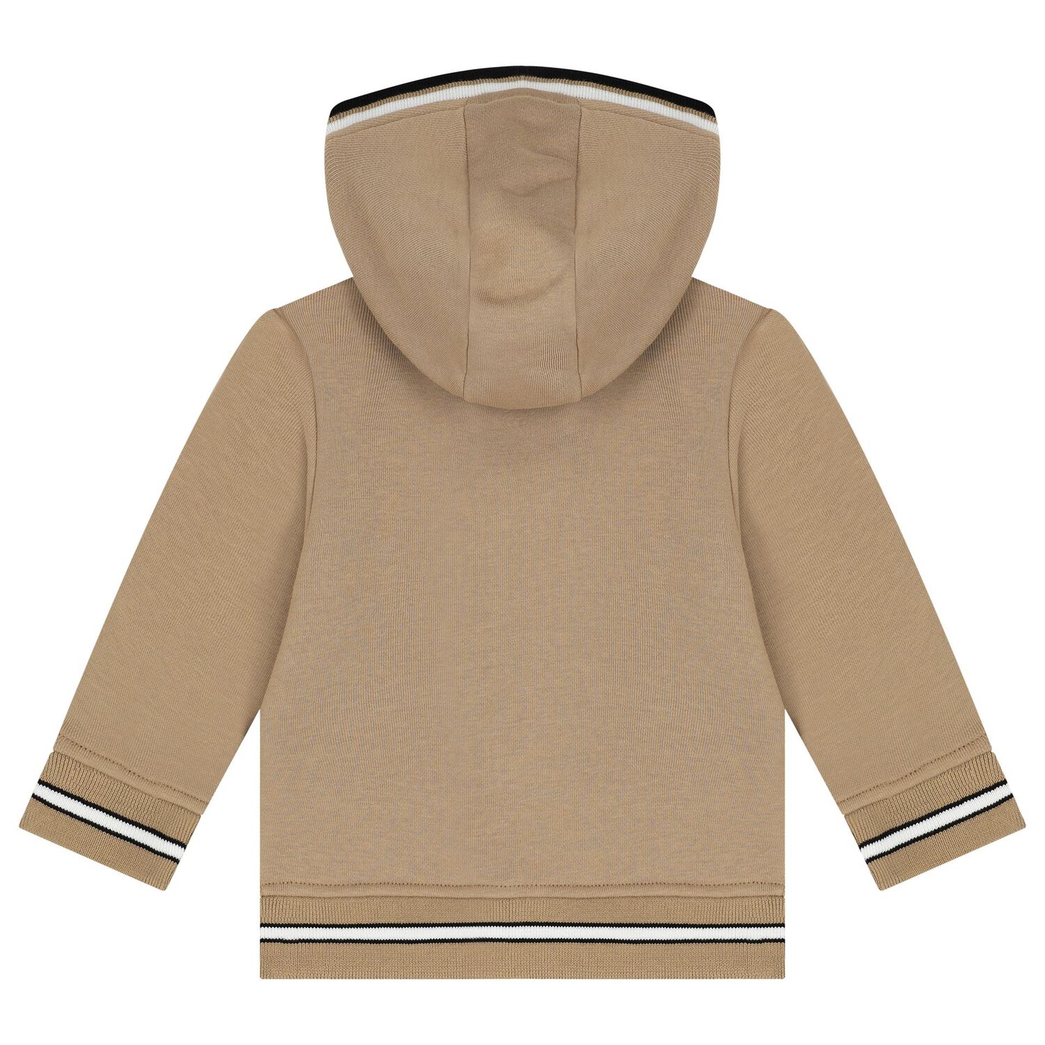 Younger Boys Beige Logo Hooded Zip Up Top, 2, hi-res image number null