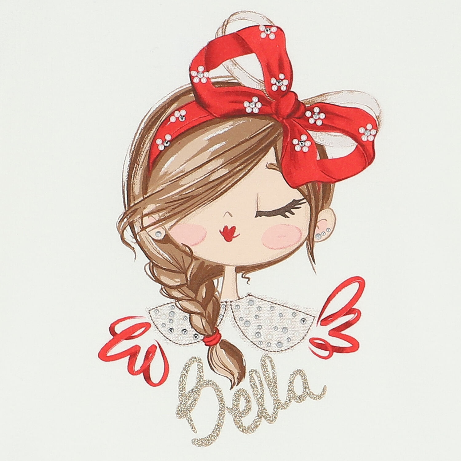 توب بنات بأكمام باللون العاجي, 3, hi-res