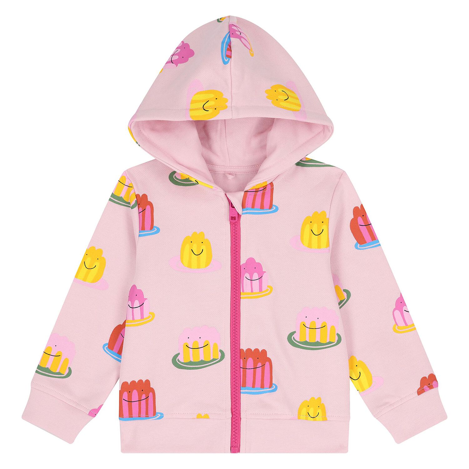 Younger Girls Pink Jelly Hooded Zip Up Top, 1, hi-res