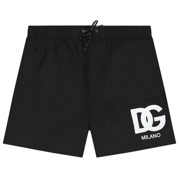 Boys Black Logo Swim Shorts