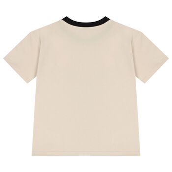 Boys Beige & Black Tape Cotton Jersey T-Shirt