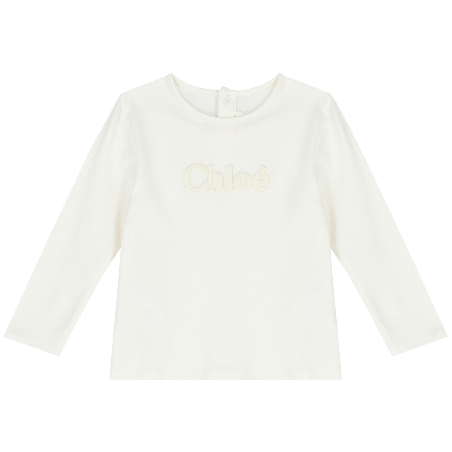 Younger Girls Ivory Logo Long Sleeve Top, 2, hi-res