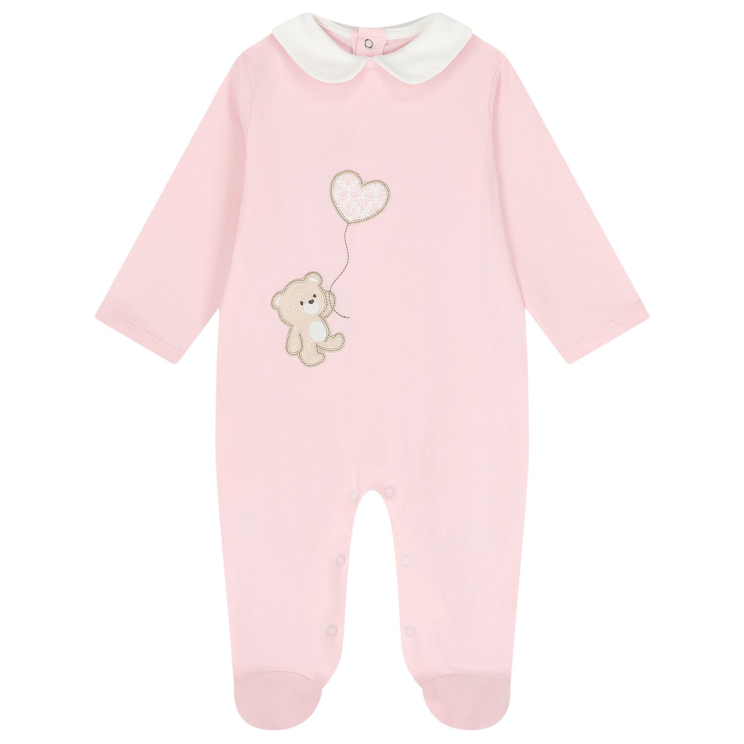 Baby Girls Pink Teddy Bear Babygrow, 2, hi-res