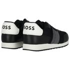 Boys Black Logo Trainers, 1, hi-res