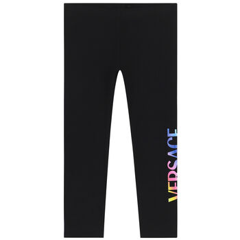 Girls Black Logo Leggings