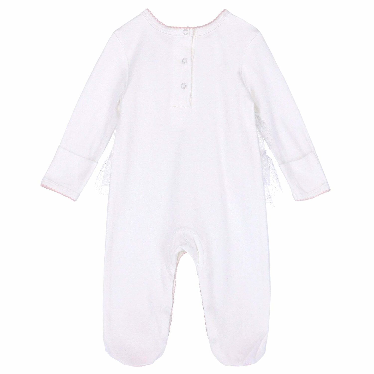 Baby Girls White Embellished Babygrow, 1, hi-res