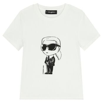 Boys White Ikonik Karl T-Shirt