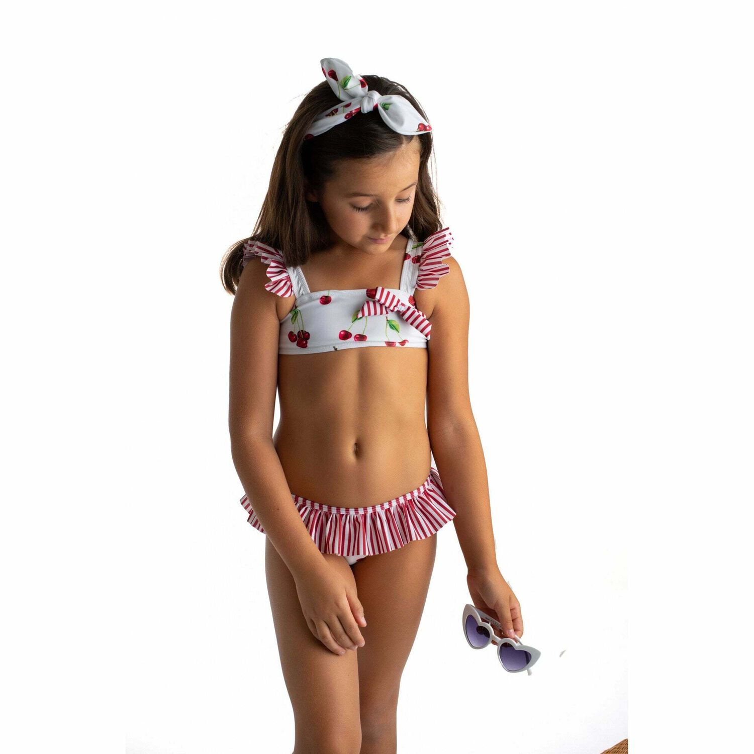 Girls White & Red Cherry Bikini, 1, hi-res