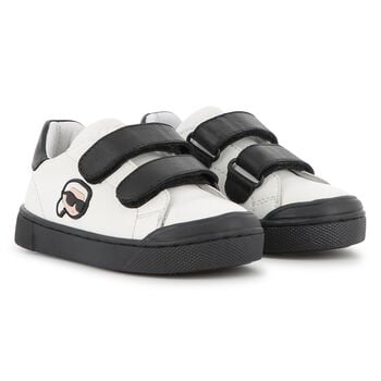 Boys White & Black Ikonik Karl Trainers