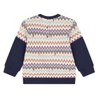 Younger Boys Navy Blue Zigzag Sweatshirt, 1, hi-res