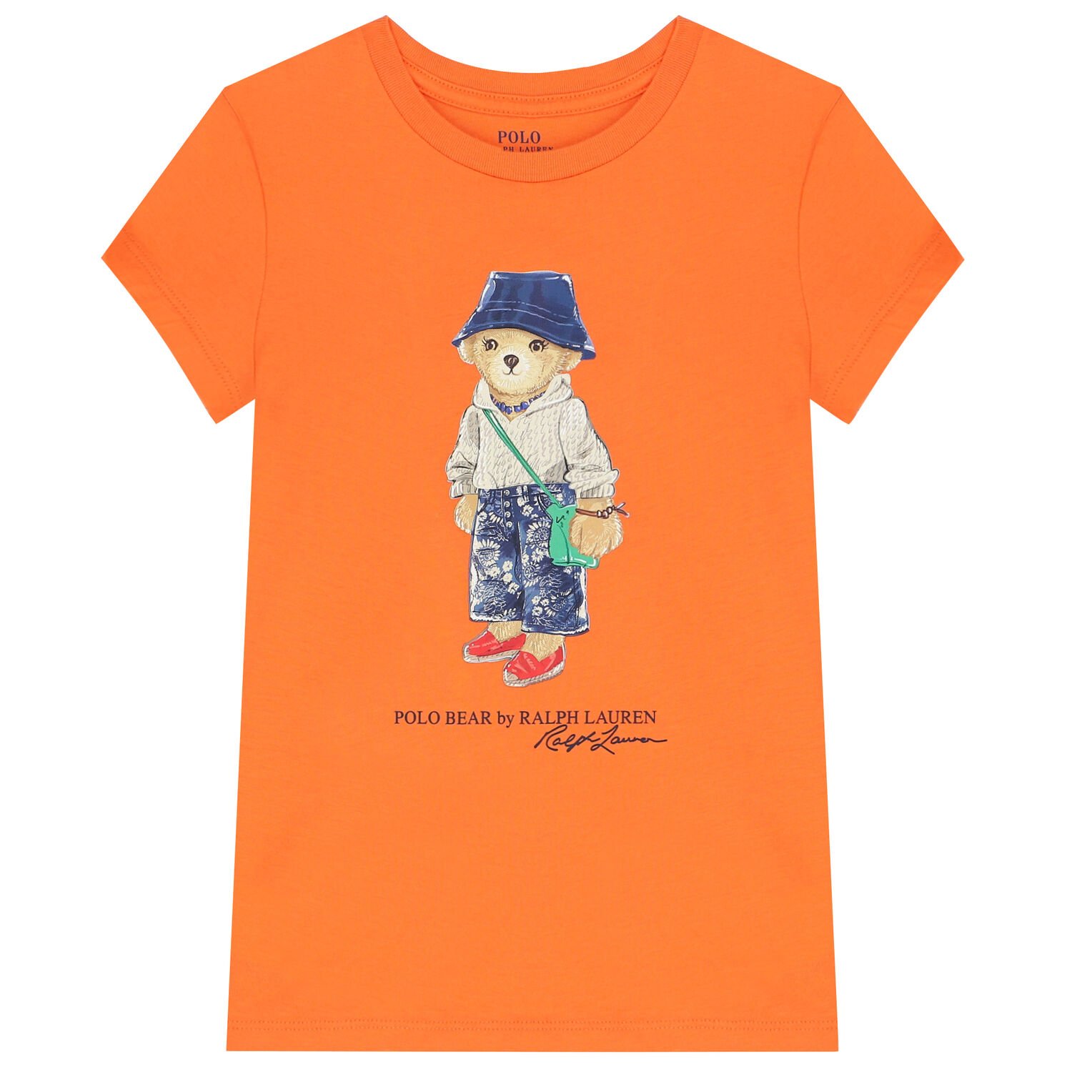 Girls Orange Polo Bear T-Shirt, 1, hi-res
