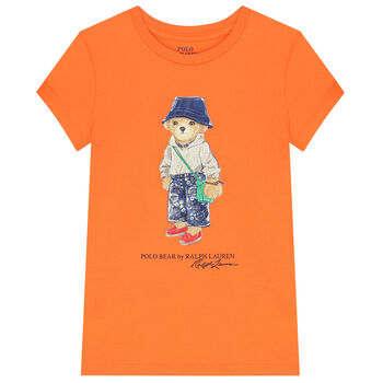 Girls Orange Polo Bear T-Shirt