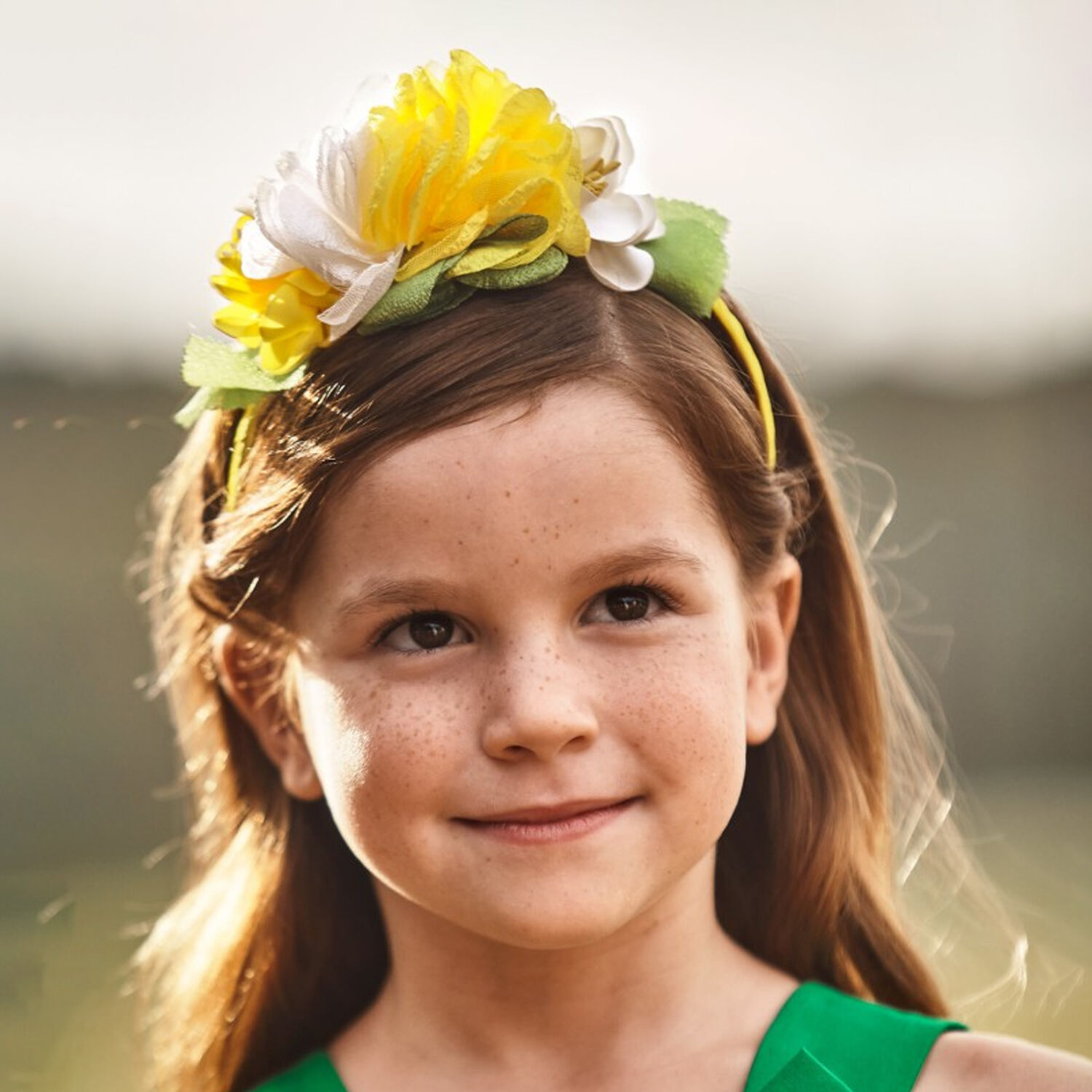Girls Yellow Flower Headband, 2, hi-res