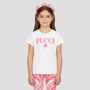 Girls White Pesci Logo T-Shirt