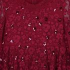 Girls Red Embroidered & Sequinned Tulle Cape Dress, 1, hi-res