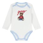 Baby Boys Blue & White Teddy Bear Logo Bodysuit Set, 2, hi-res